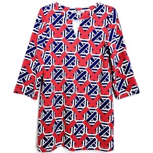 Nwt Barbara Gerwit R/W/B  Geometric Print Longsleeve Resort Wear Tunic